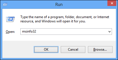 Windows Run box with msinfo32